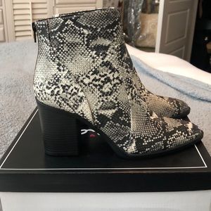 Qupid Snakeskin Print Booties